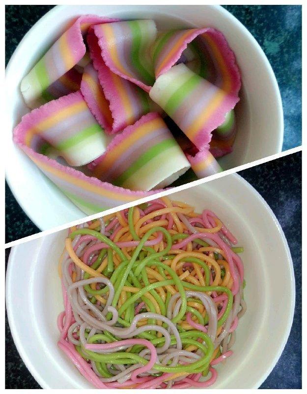 流光溢彩之彩色面条的做法