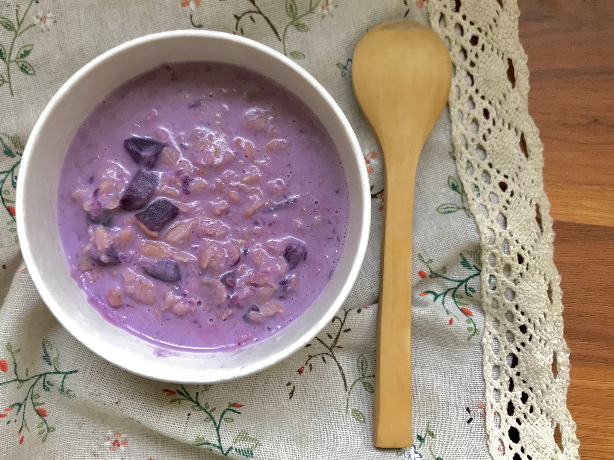 『减脂早餐』紫薯燕麦牛奶粥『宝宝辅食』