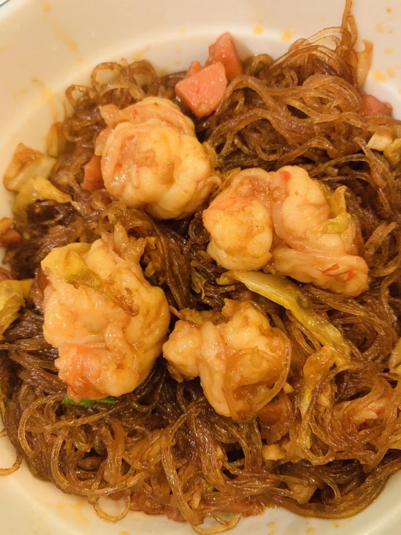 秒杀饭店弹牙黄金干捞鲜虾粉丝煲