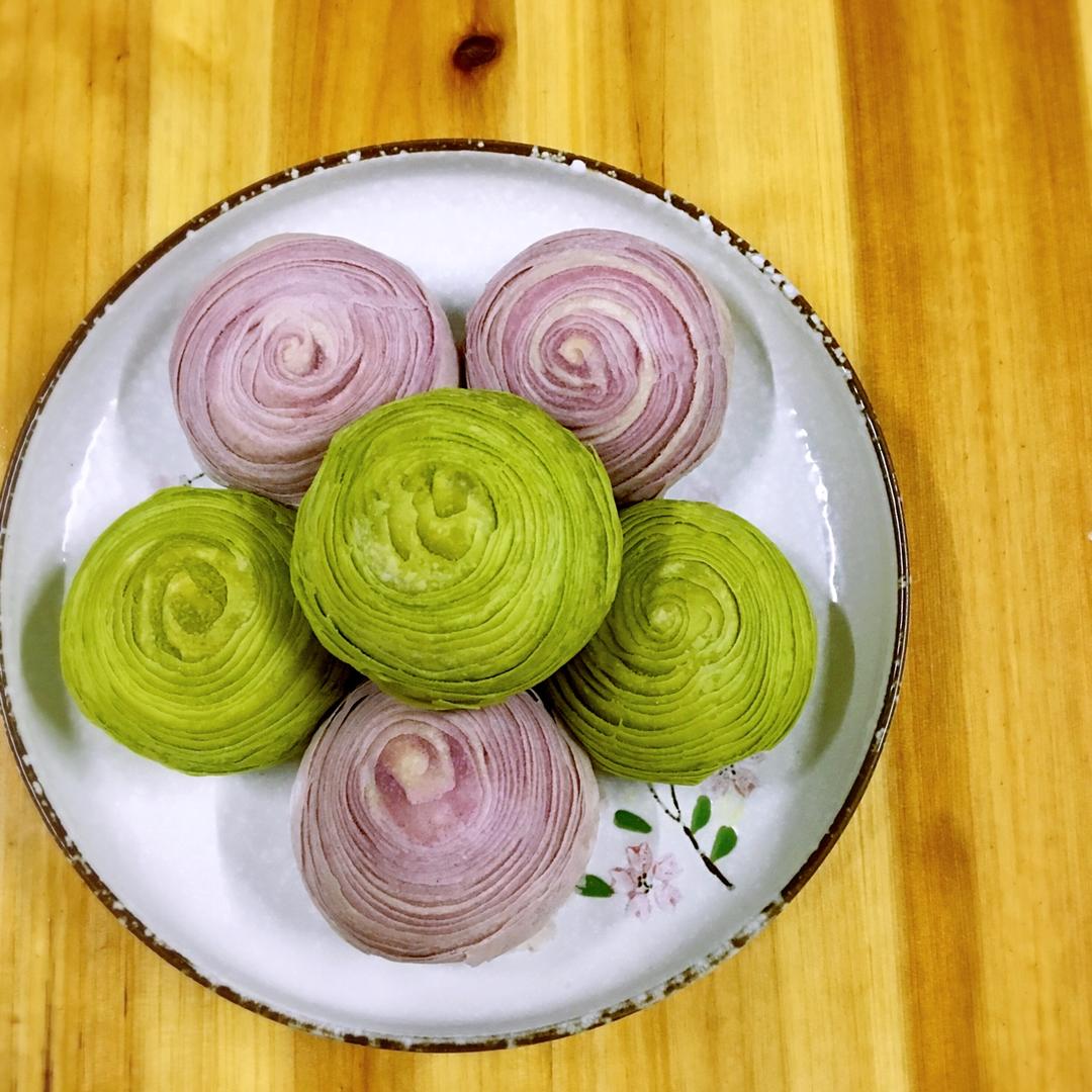 蛋黄酥~紫薯、抹茶、原味~花好月圆，中秋快乐~内附一次做六色蛋黄酥方法~