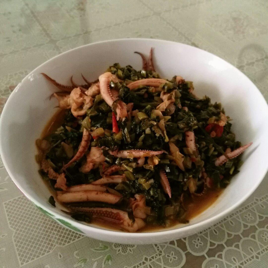 鱿鱼须炒咸菜
