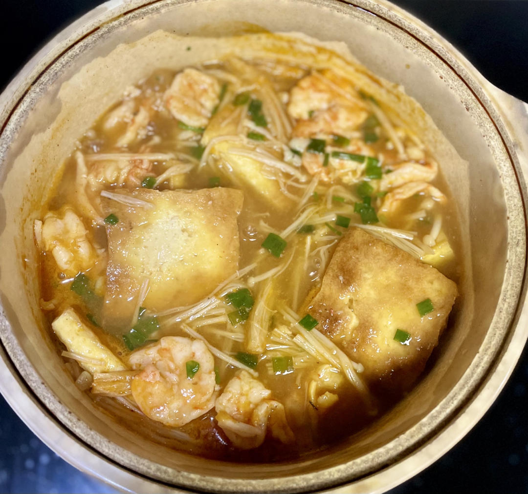 鲜虾豆腐煲