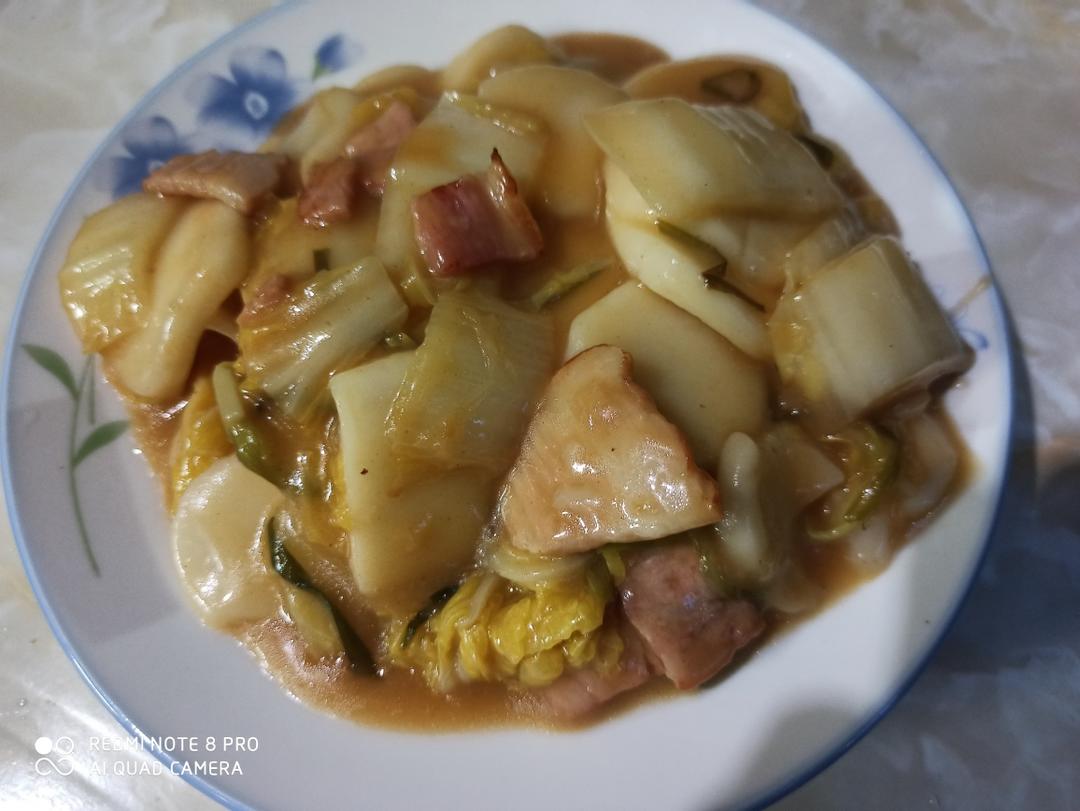 培根娃娃菜炒年糕