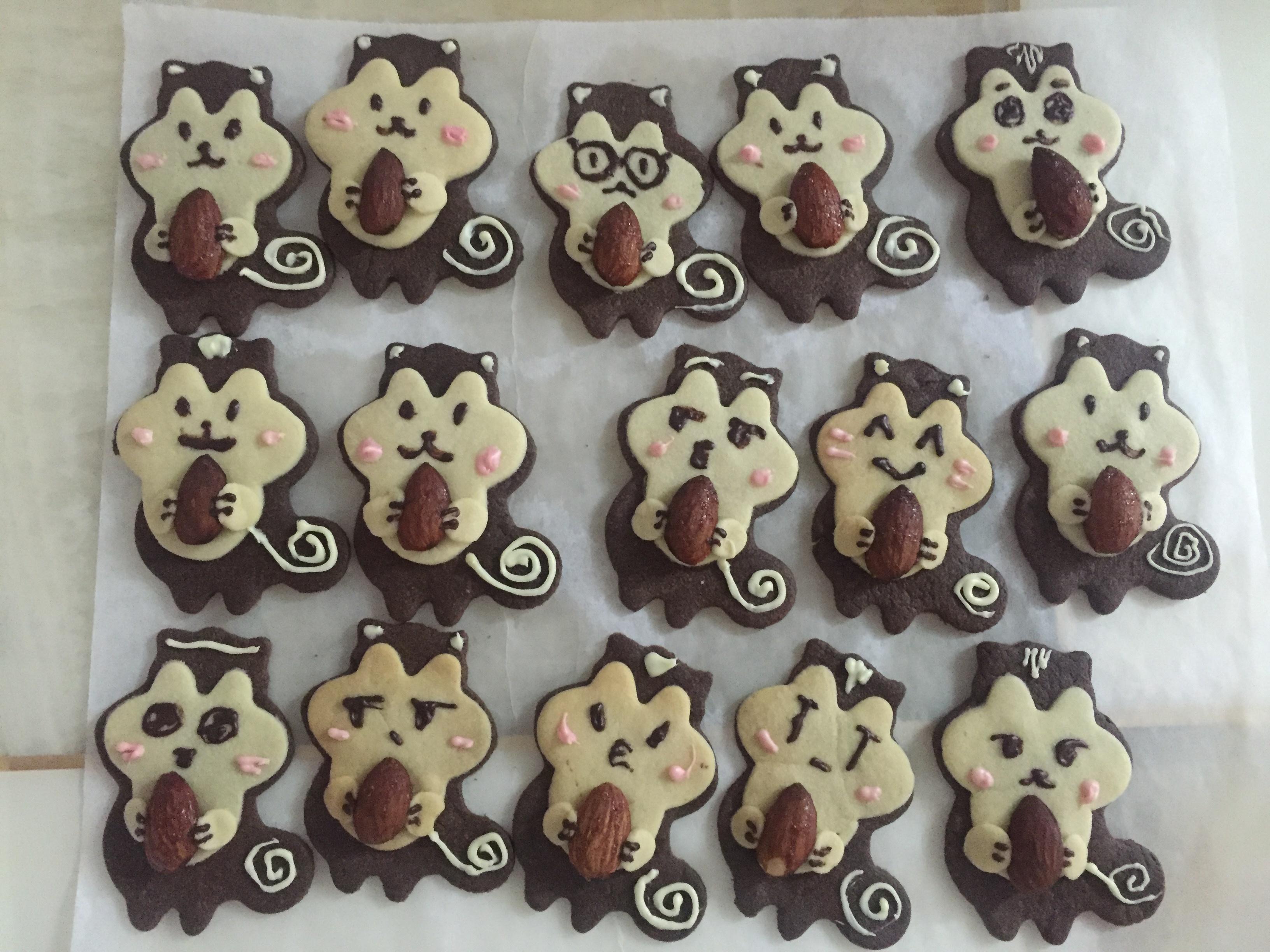 卡通饼干 － 杏仁小松鼠饼干和熊猫饼干的做法 步骤10