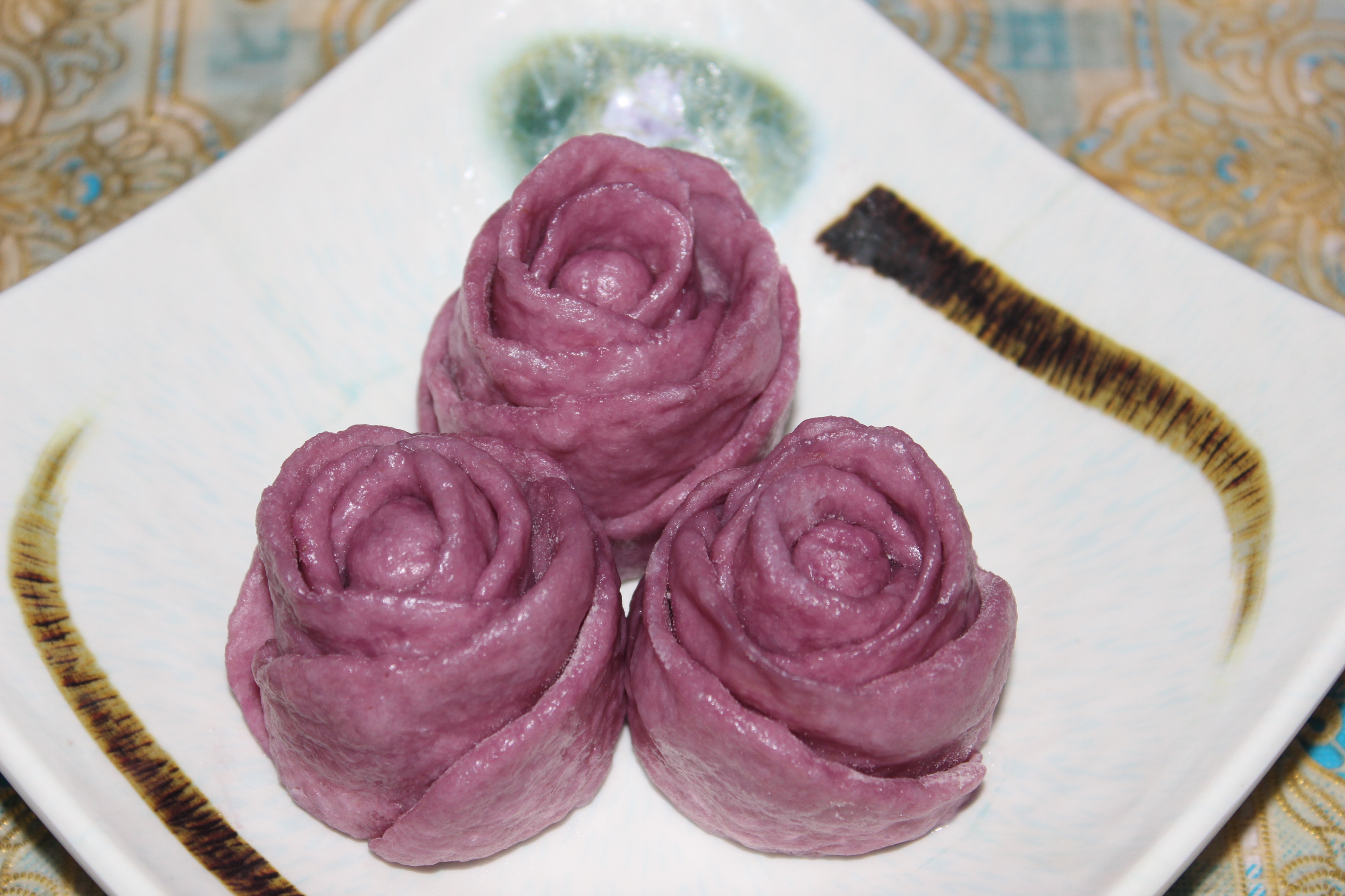 紫薯玫瑰花馒头