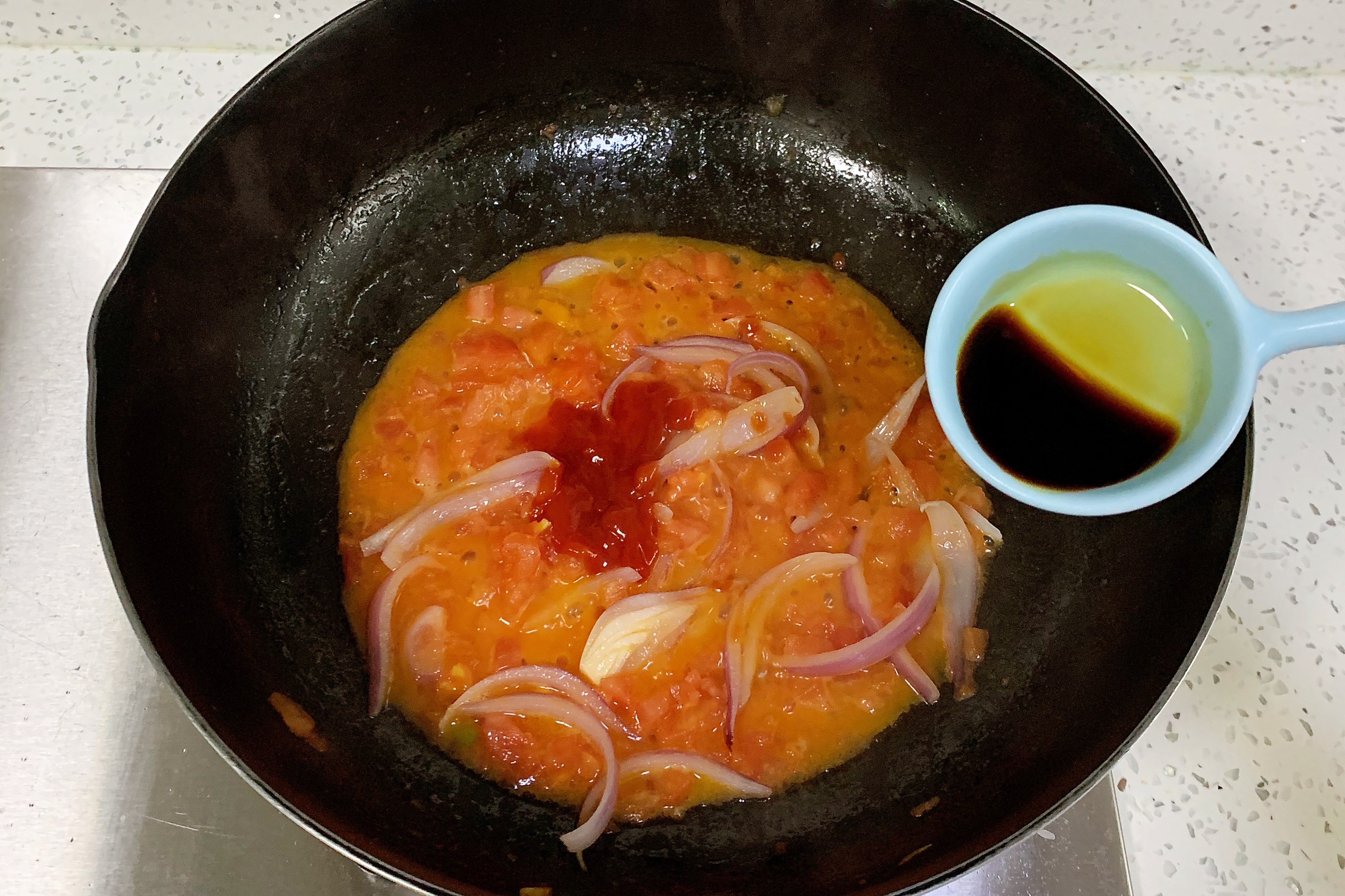 低脂低卡，好吃到舔盘的番茄虾仁意面的做法 步骤10