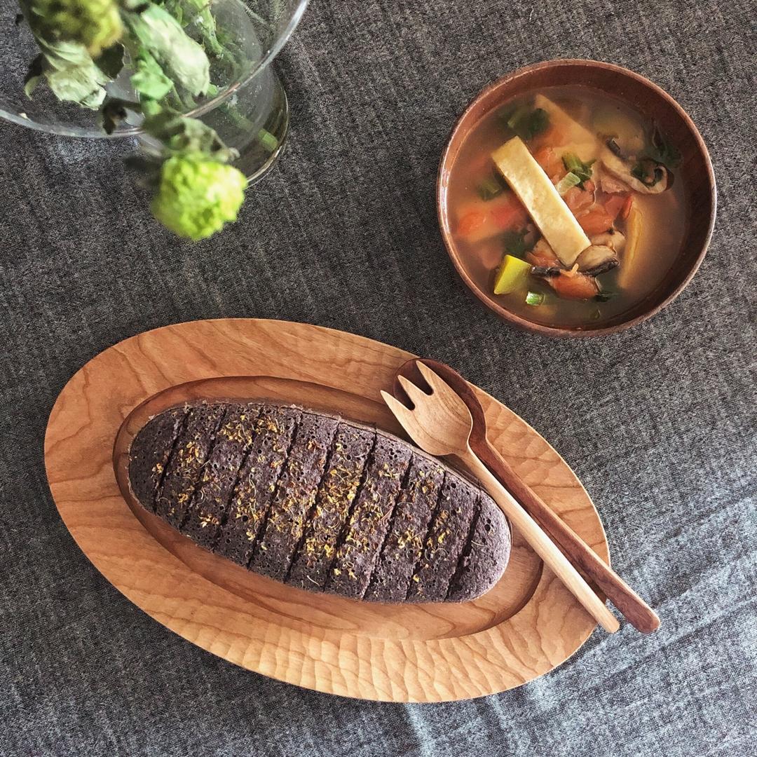 颜值与味道并存的桂花黑米糕-【健康主食】