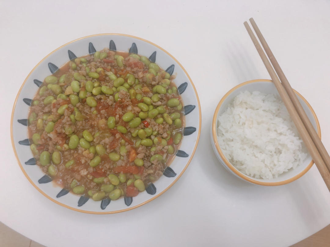 肉末番茄烧毛豆