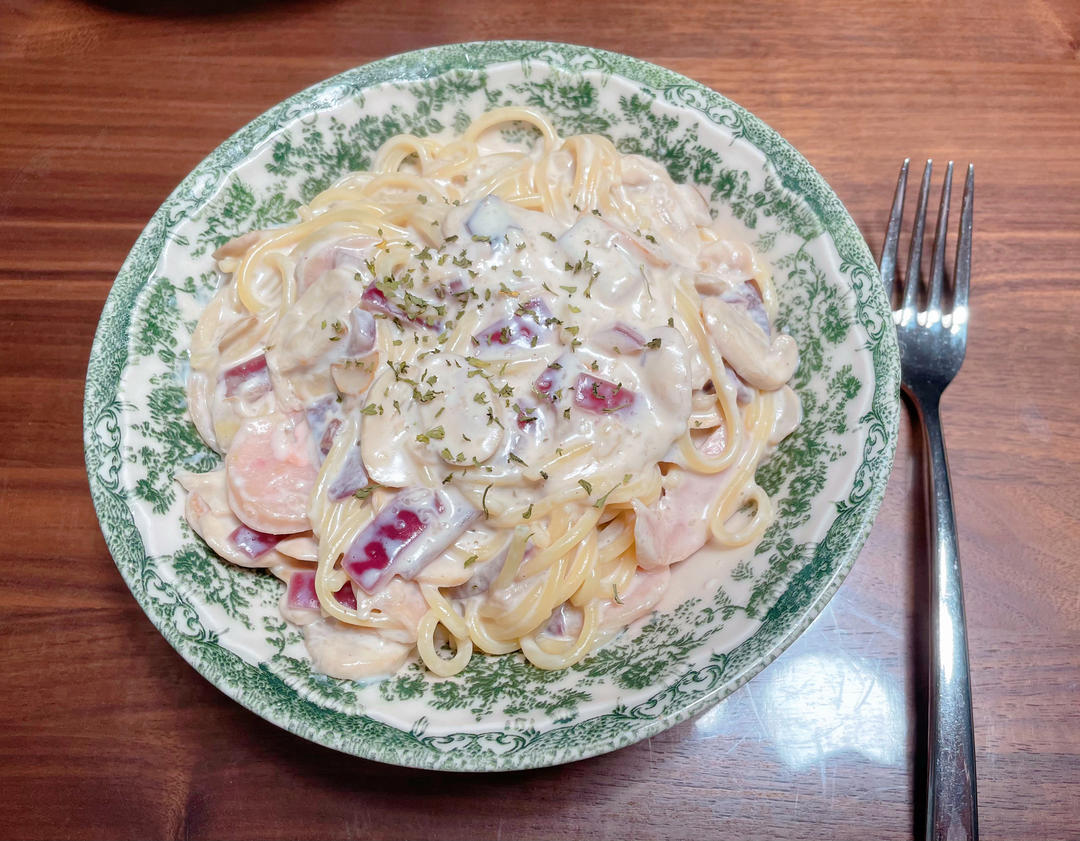 奶油蘑菇培根意大利面