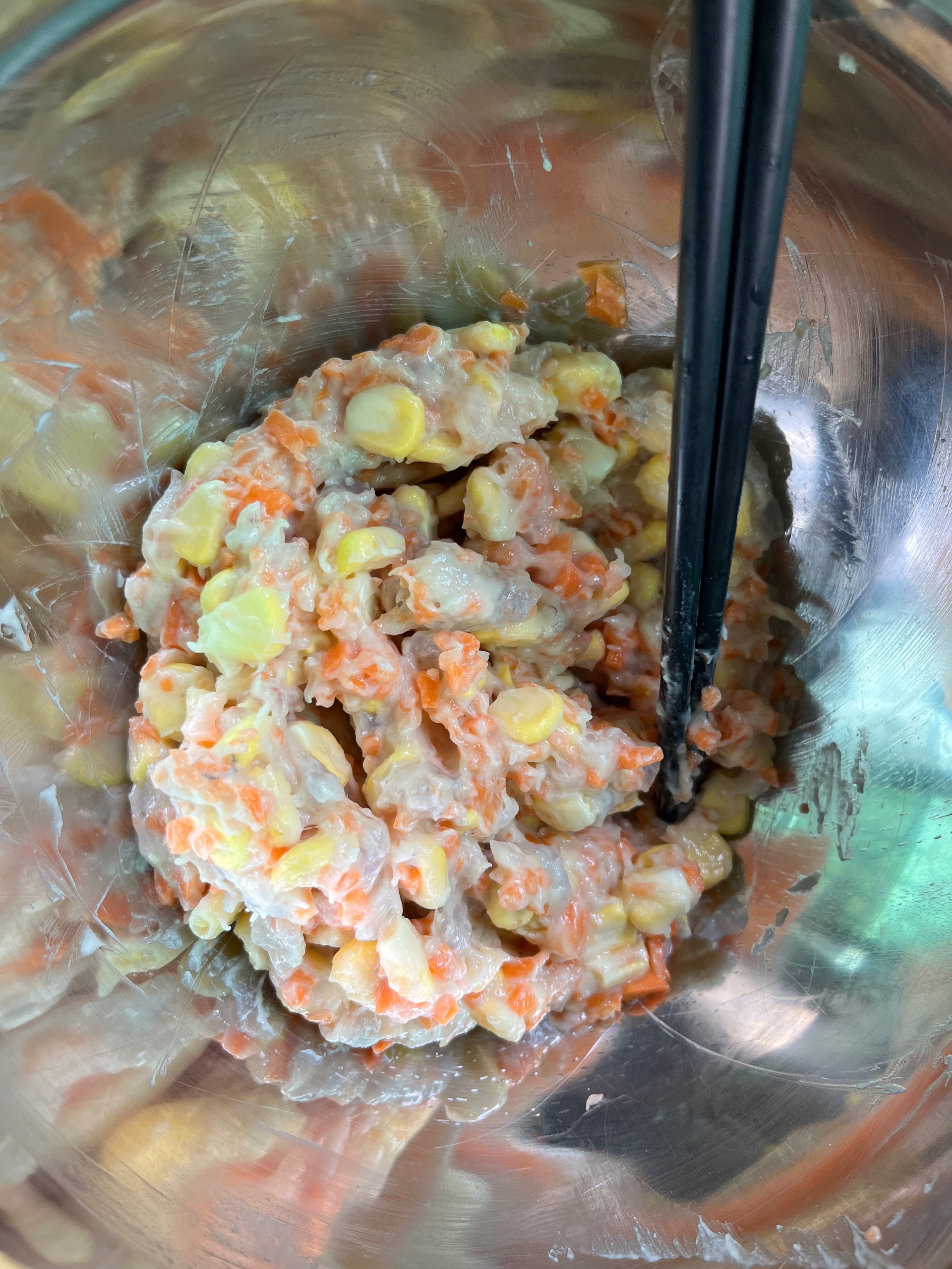 玉米虾滑小蒸包🦐低卡营养早餐的做法 步骤4