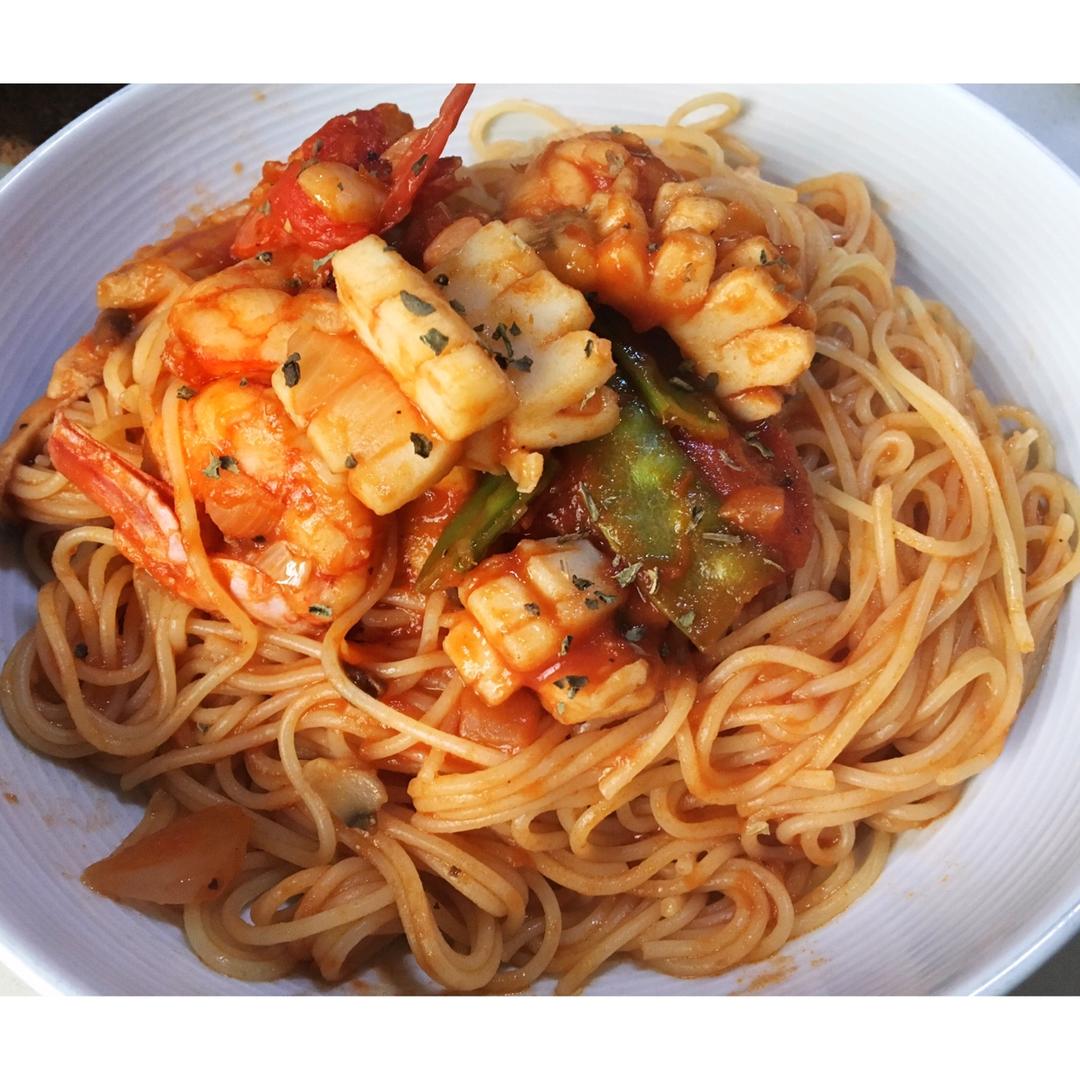 番茄虾仁意面