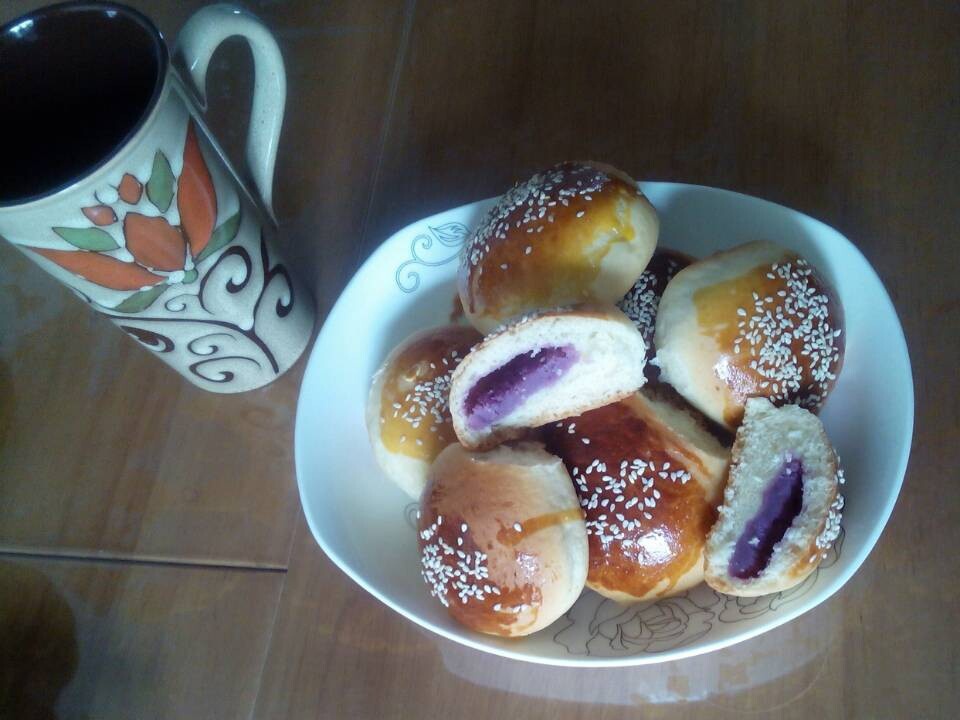 超好用、适合新手的甜面包配方（紫薯圆包）