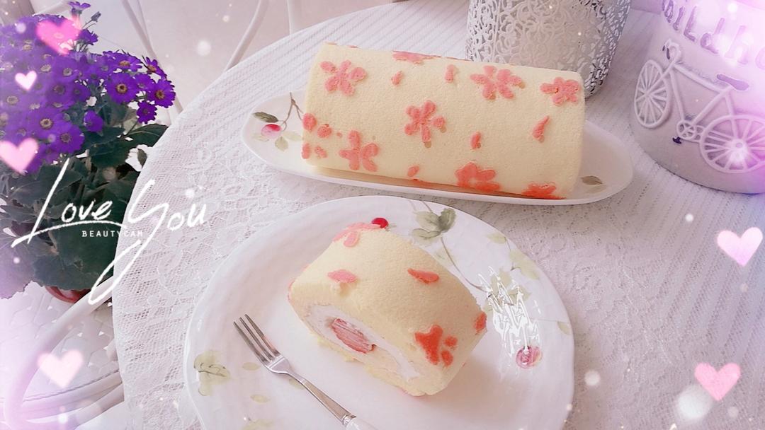 春风十里桃花奶冻蛋糕卷