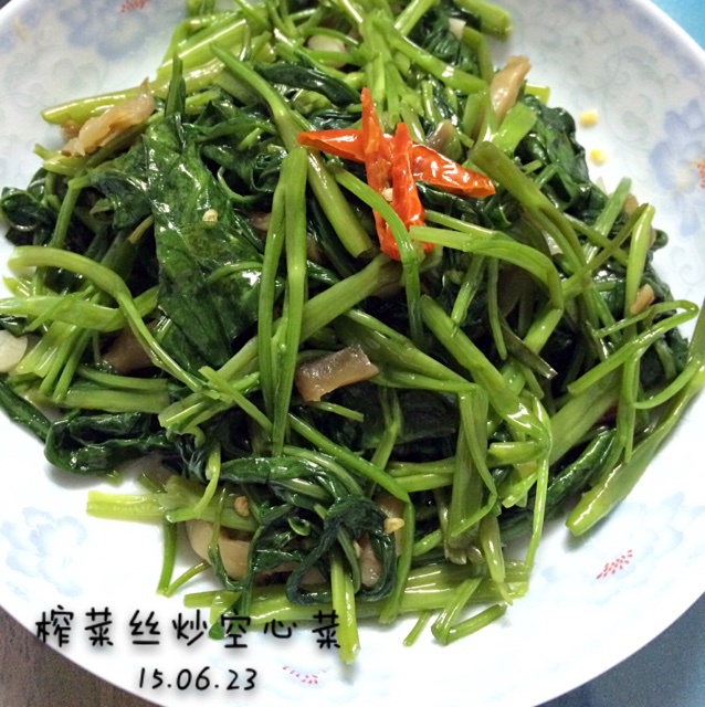 咸菜丝炒空心菜