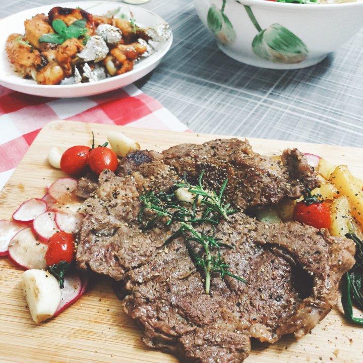 迷迭香黄油肉眼牛排+鸭脂土豆