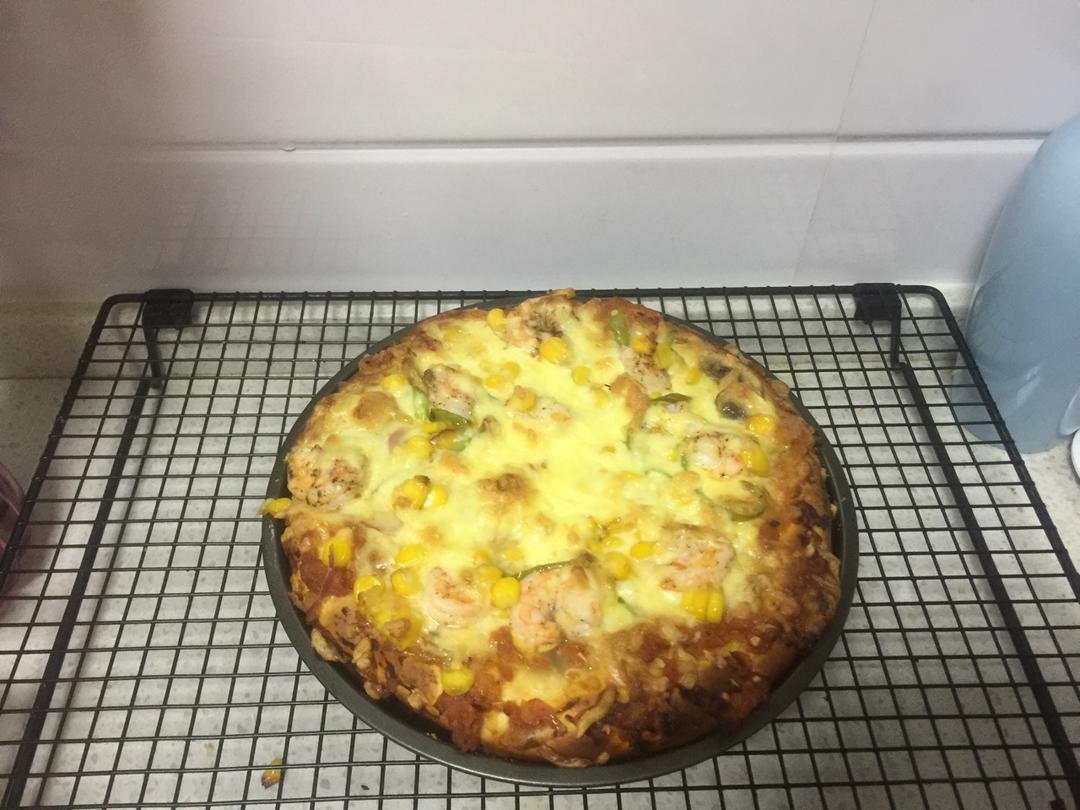 鲜虾🍤培根披萨🍕“内附敲好吃的饼皮做法”