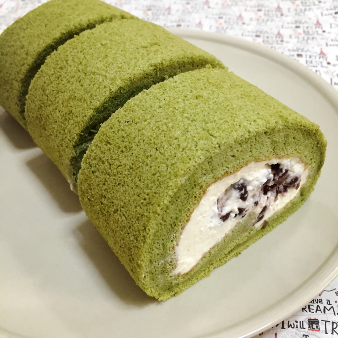 抹茶红豆蛋糕卷