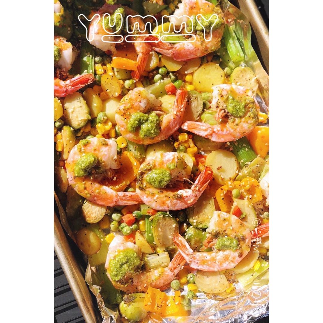 青酱烤虾🦐时蔬