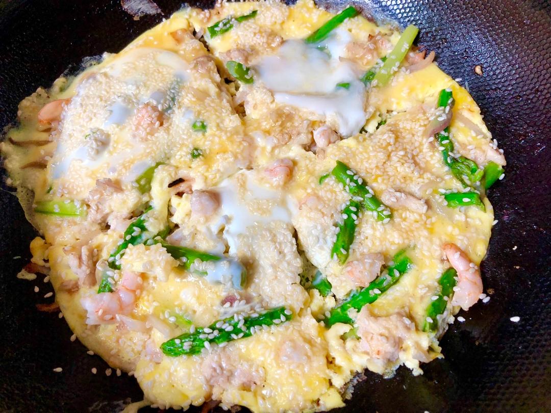 芦笋虾仁早餐蛋饼