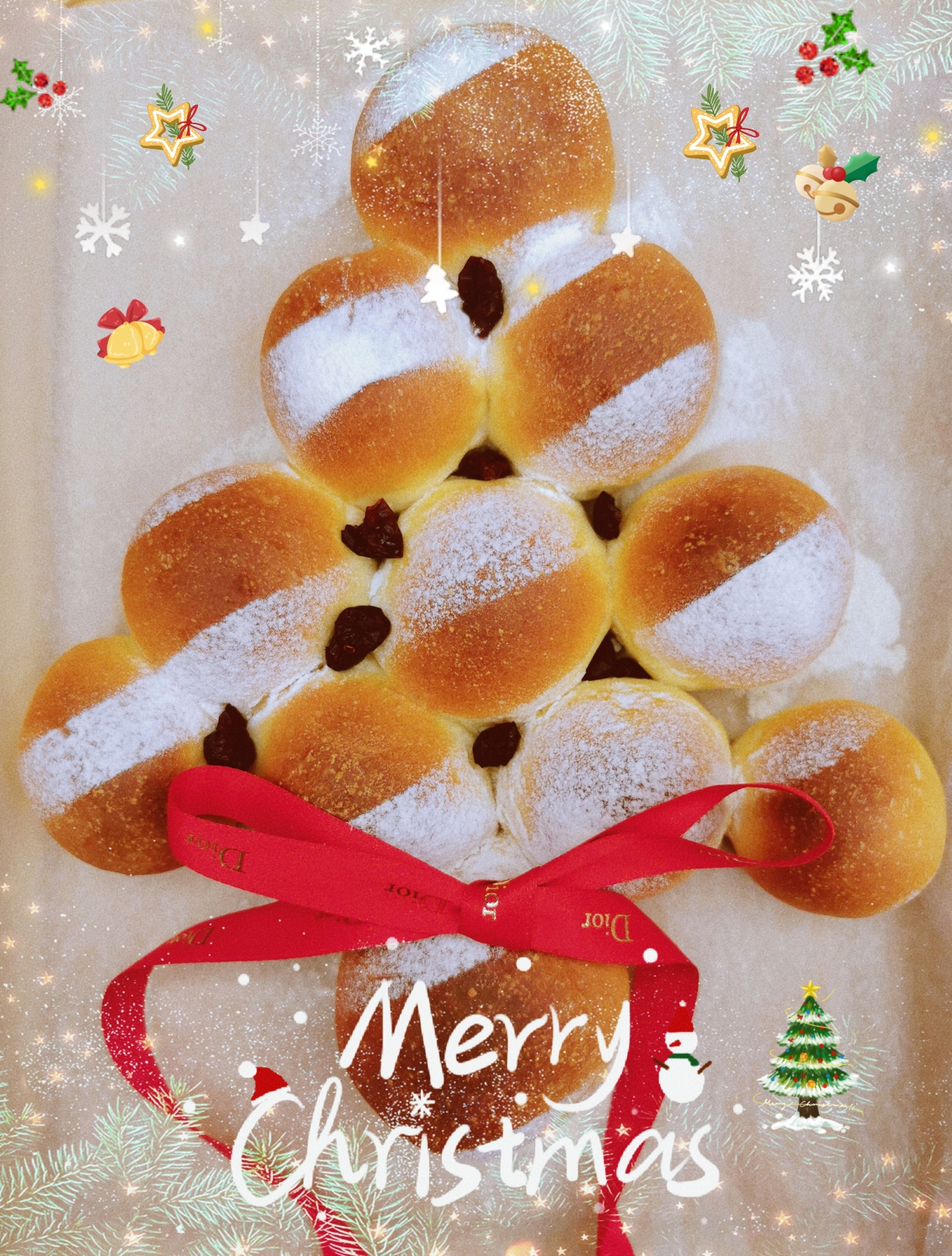 圣诞树面包--焦糖苹果馅儿