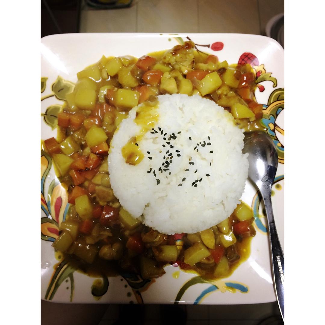 美味鸡腿咖喱饭