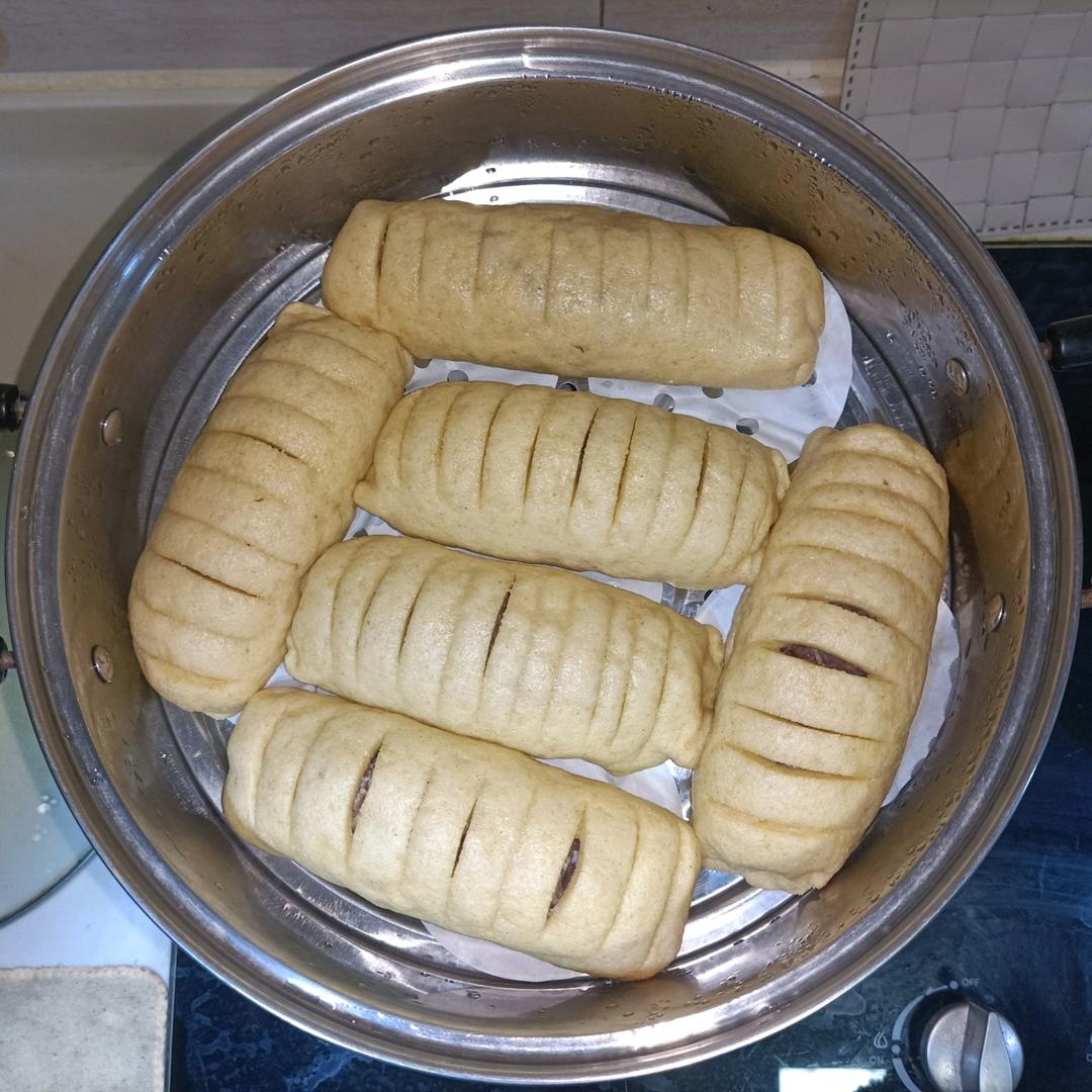 玉米面红豆馒头卷