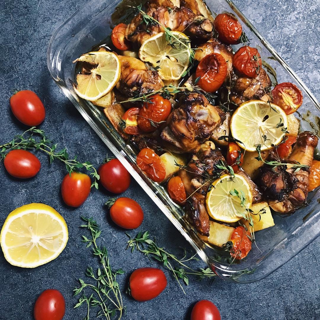 柠香时蔬烤鸡腿（中西合璧）