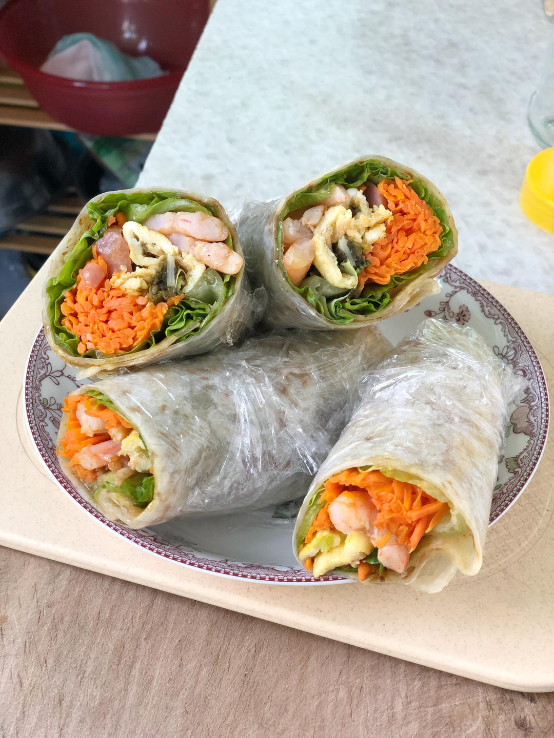 （我的减脂早餐49💕）黑全麦肉松卷饼