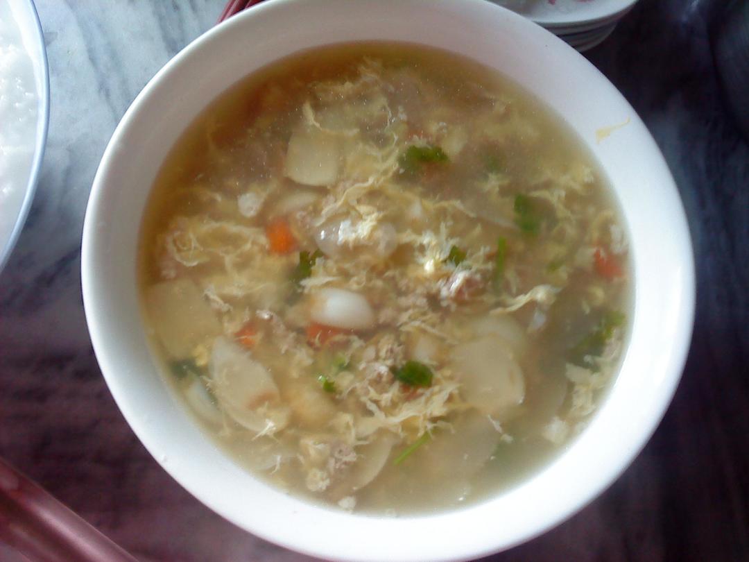 马蹄玉米蛋花汤的做法