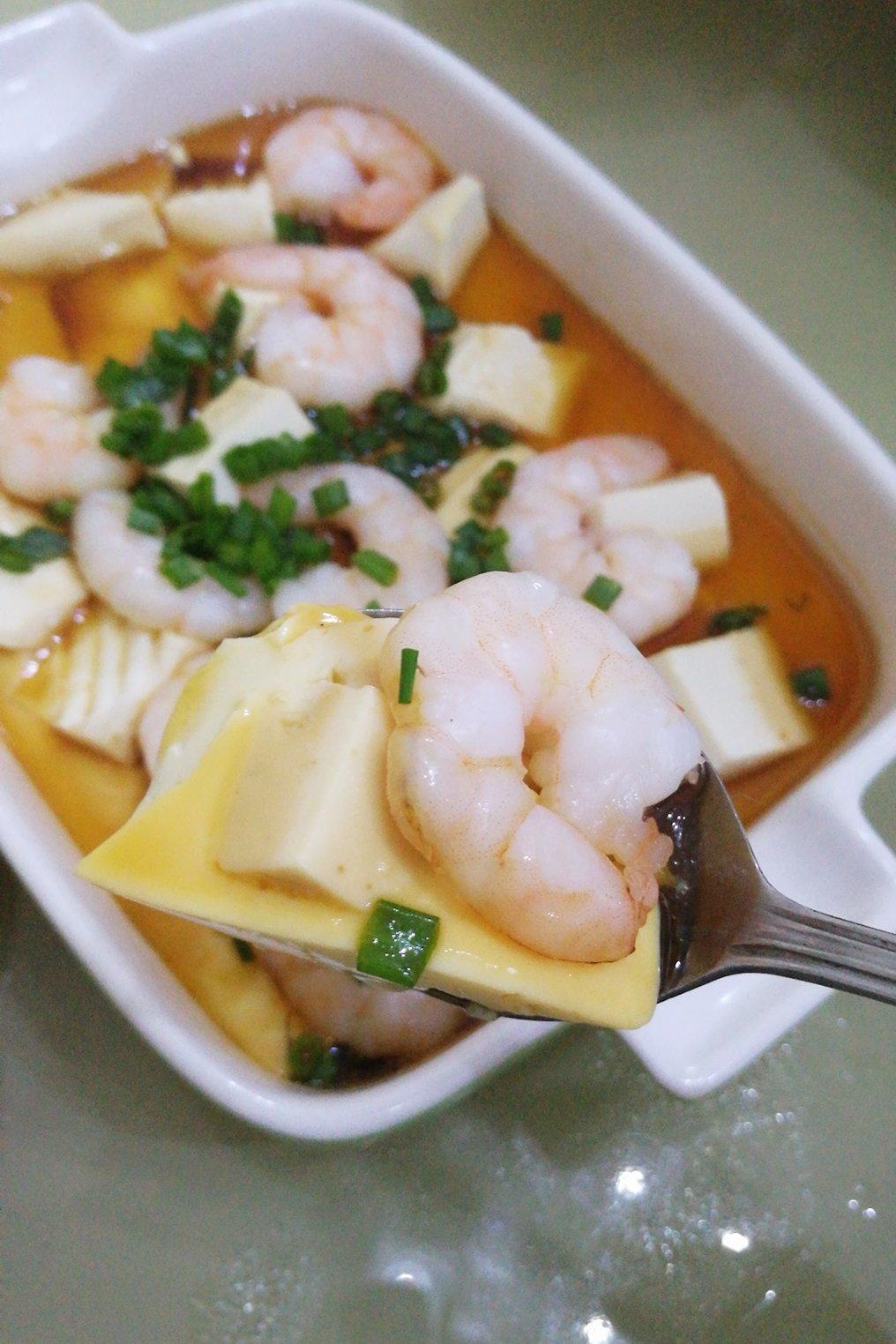 虾仁豆腐蒸水蛋