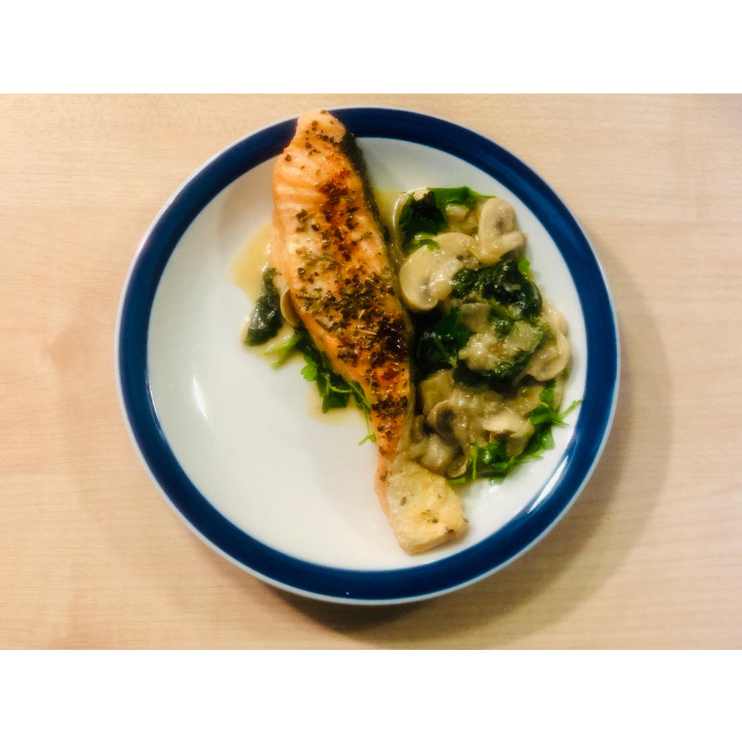 Brunch&一人食｜低卡版奶油菠菜三文鱼｜Creamy Salmon✨