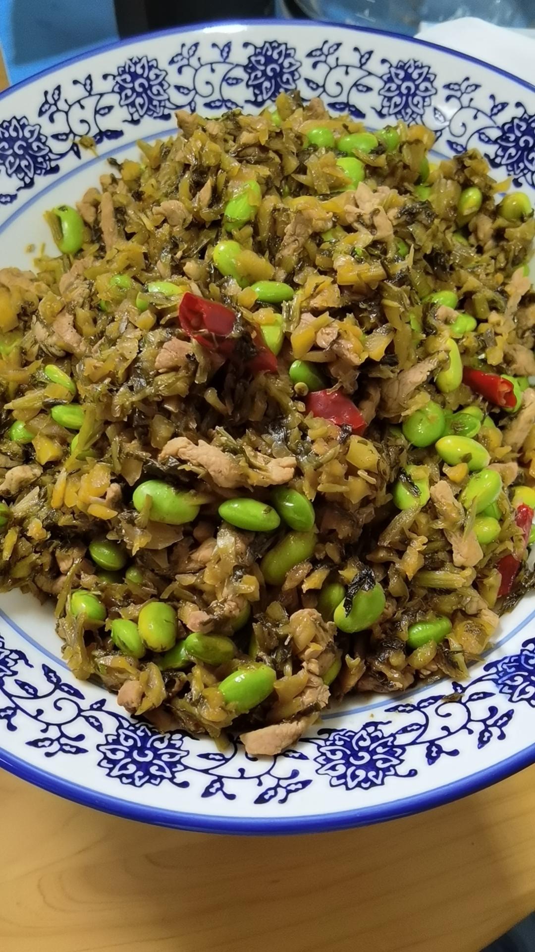 雪菜毛豆肉丝
