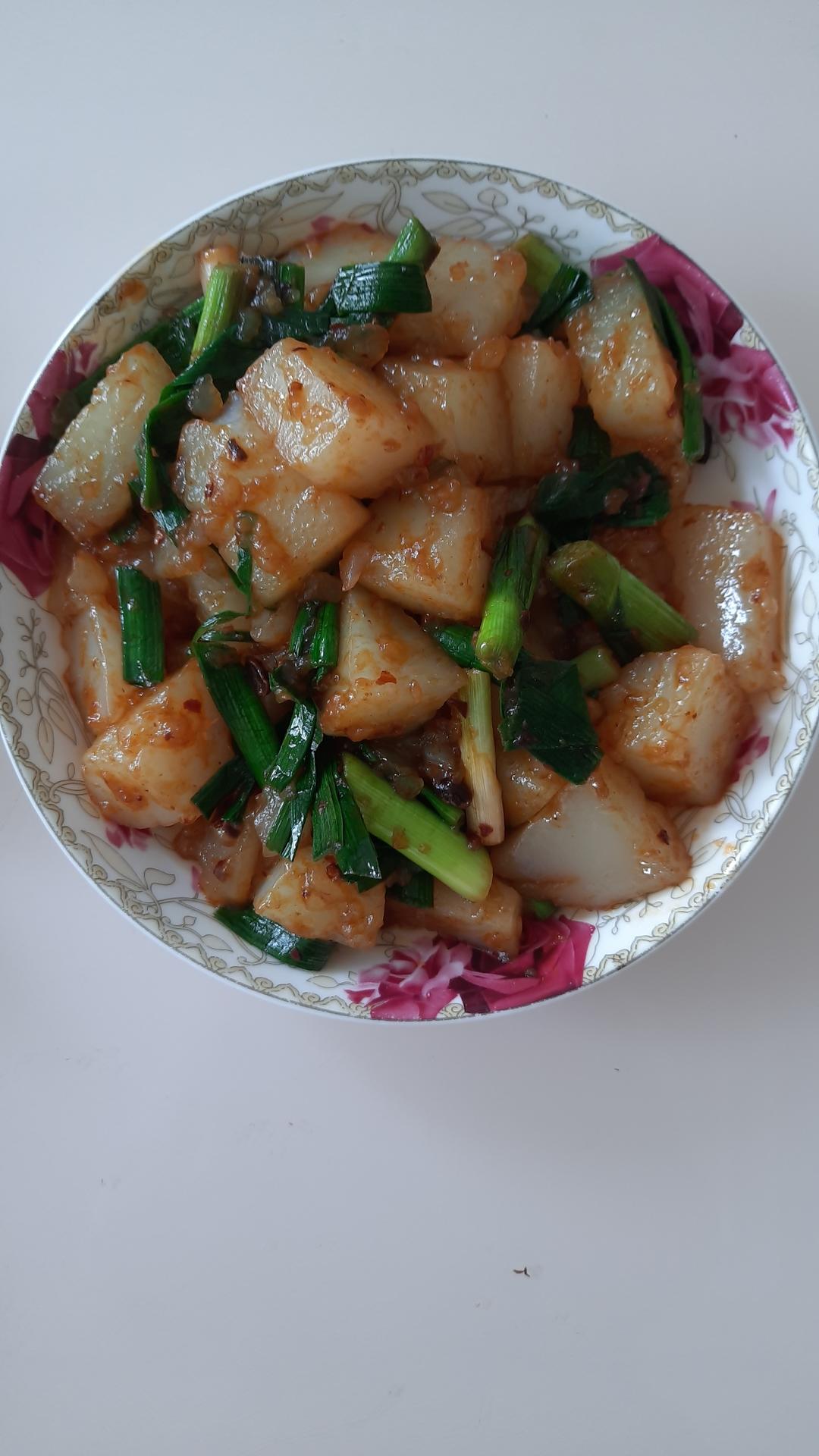 蒜苗炒凉粉