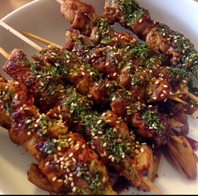 日式口味烤鸡肉串儿