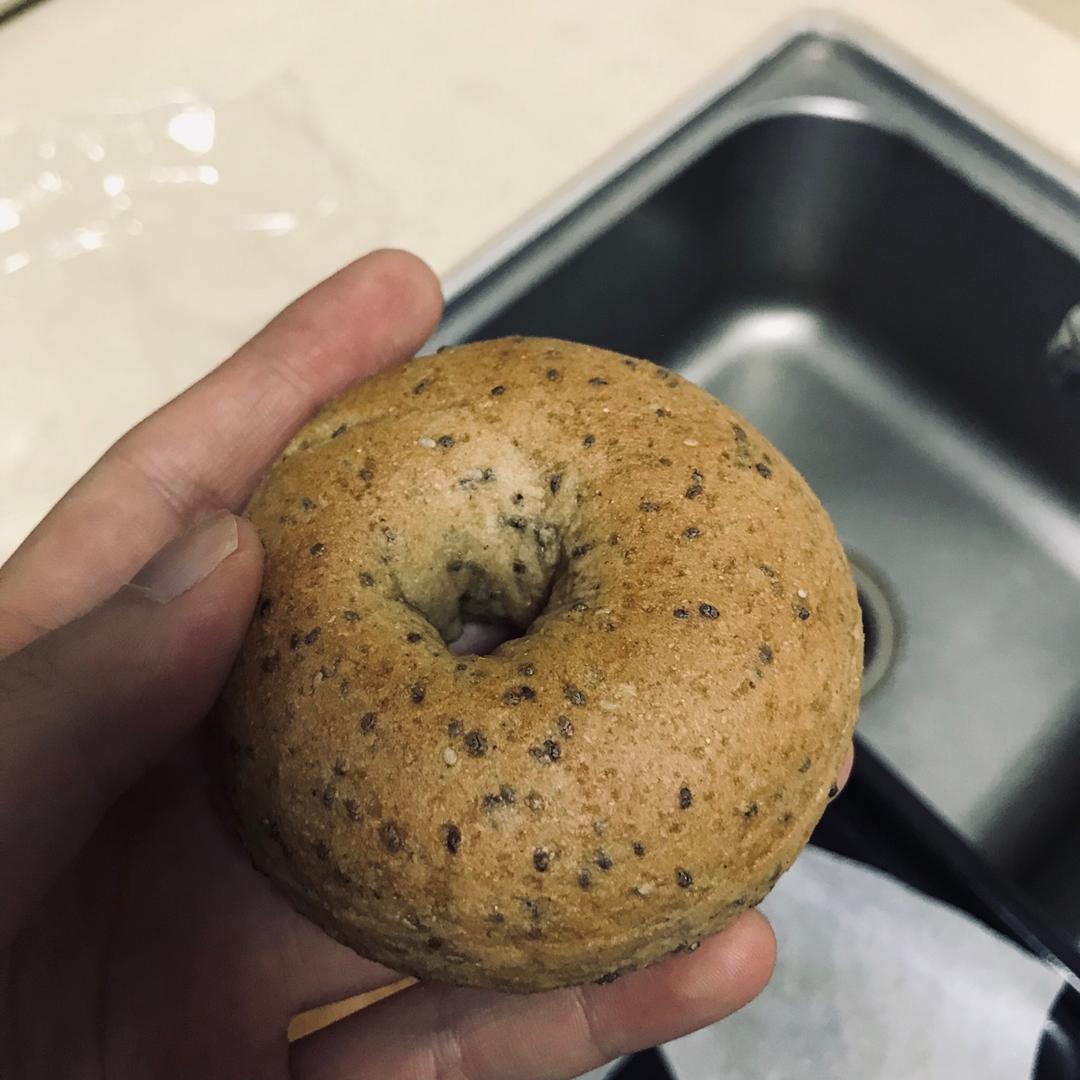减脂主食：低糖无油全麦芝麻贝果🥯170大卡/个