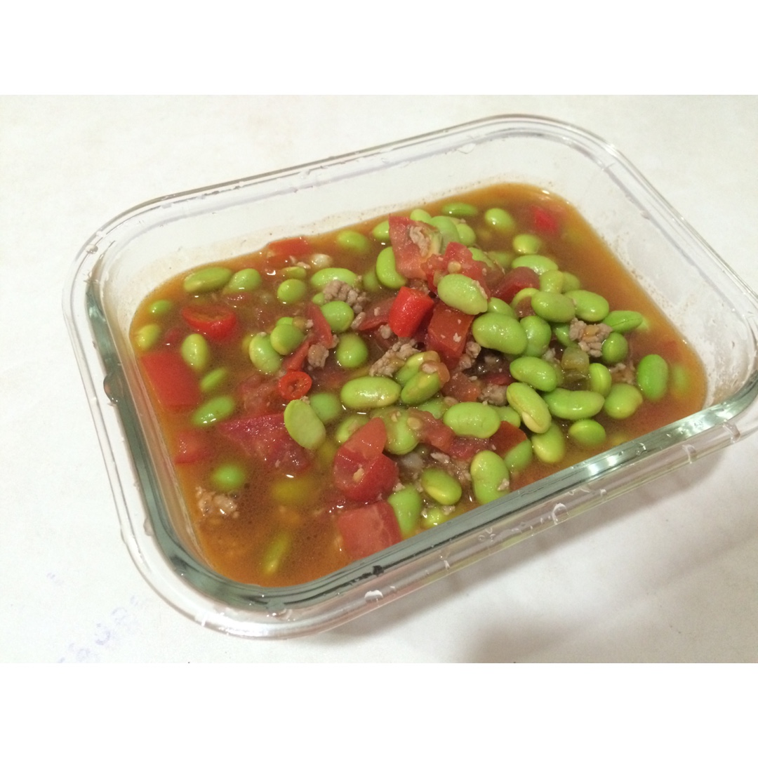 肉末番茄烧毛豆