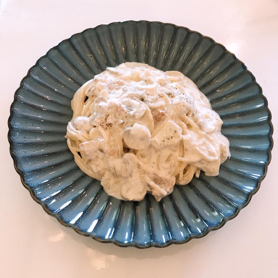 奶油蘑菇培根意面