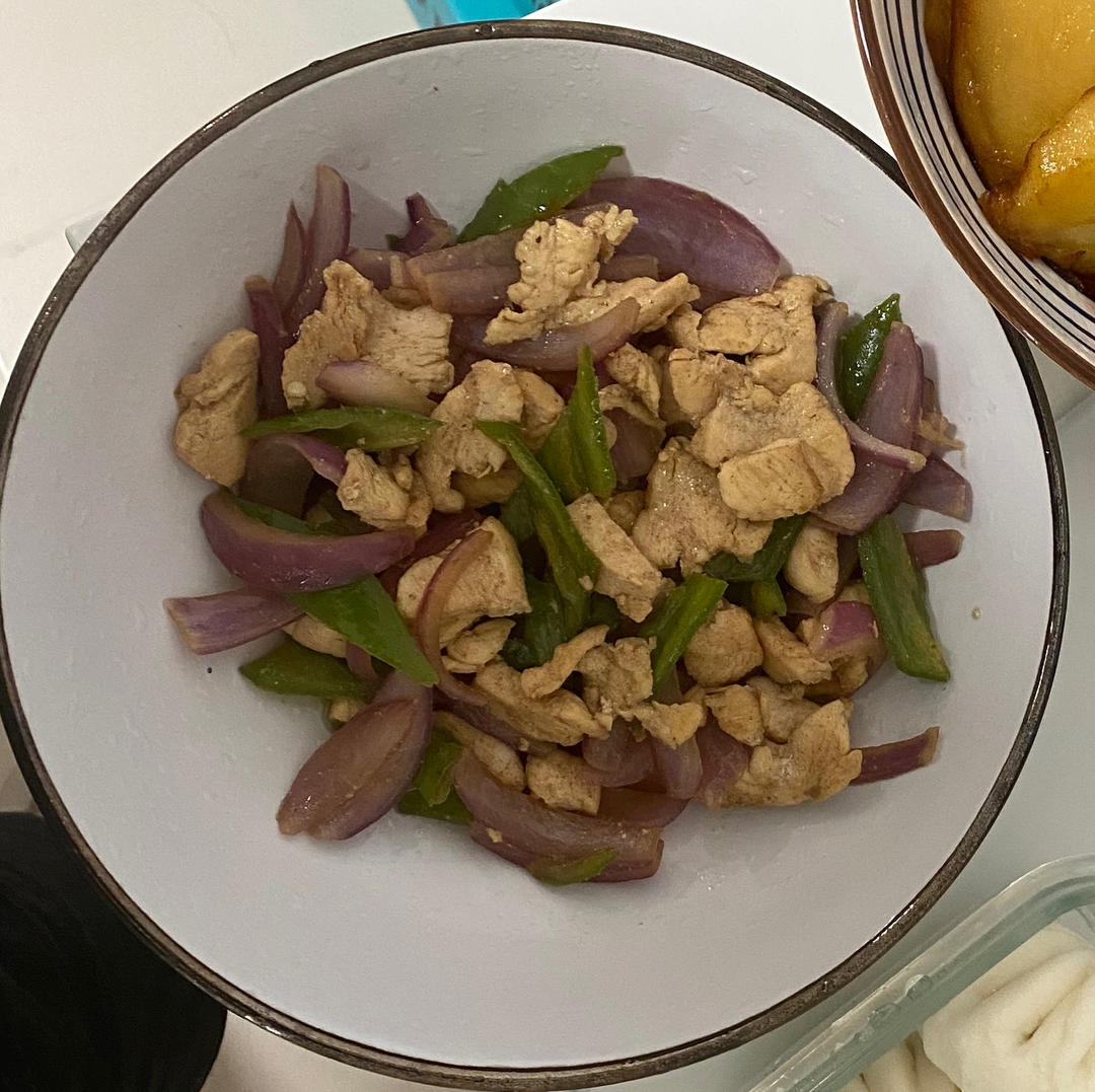 孜然鸡肉炒洋葱(低油低盐版)