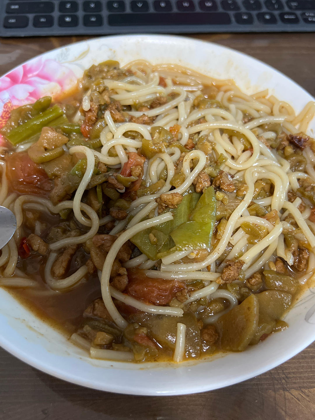 🍅西红柿肉末🍆茄子焖面🍜含泪吃了两大碗