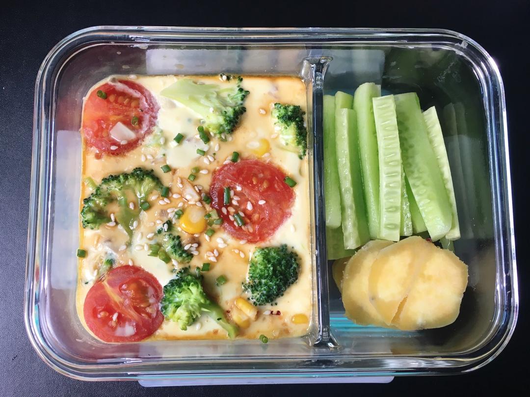 #28天减脂餐#超低卡西兰花鸡胸肉鸡蛋羹+素菜