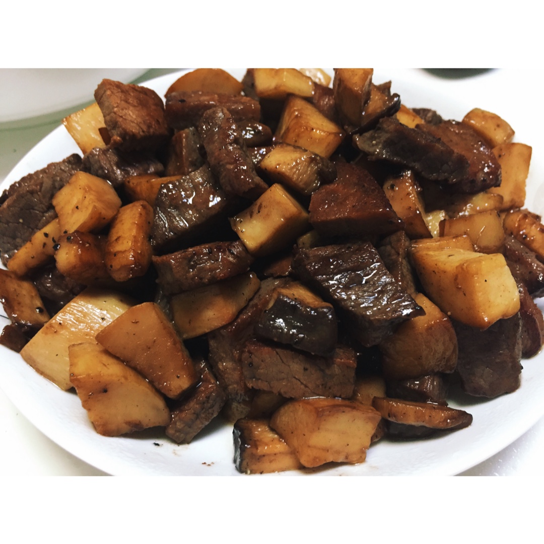 黑胡椒杏鲍菇牛肉粒