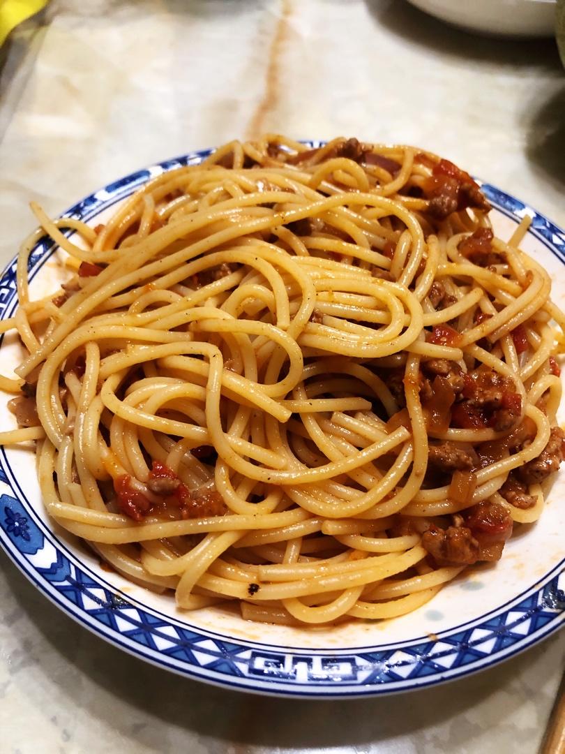 （完胜必胜客的）番茄肉酱意大利面～