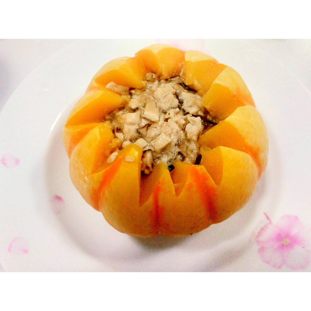 南瓜蒸香菇鸡肉