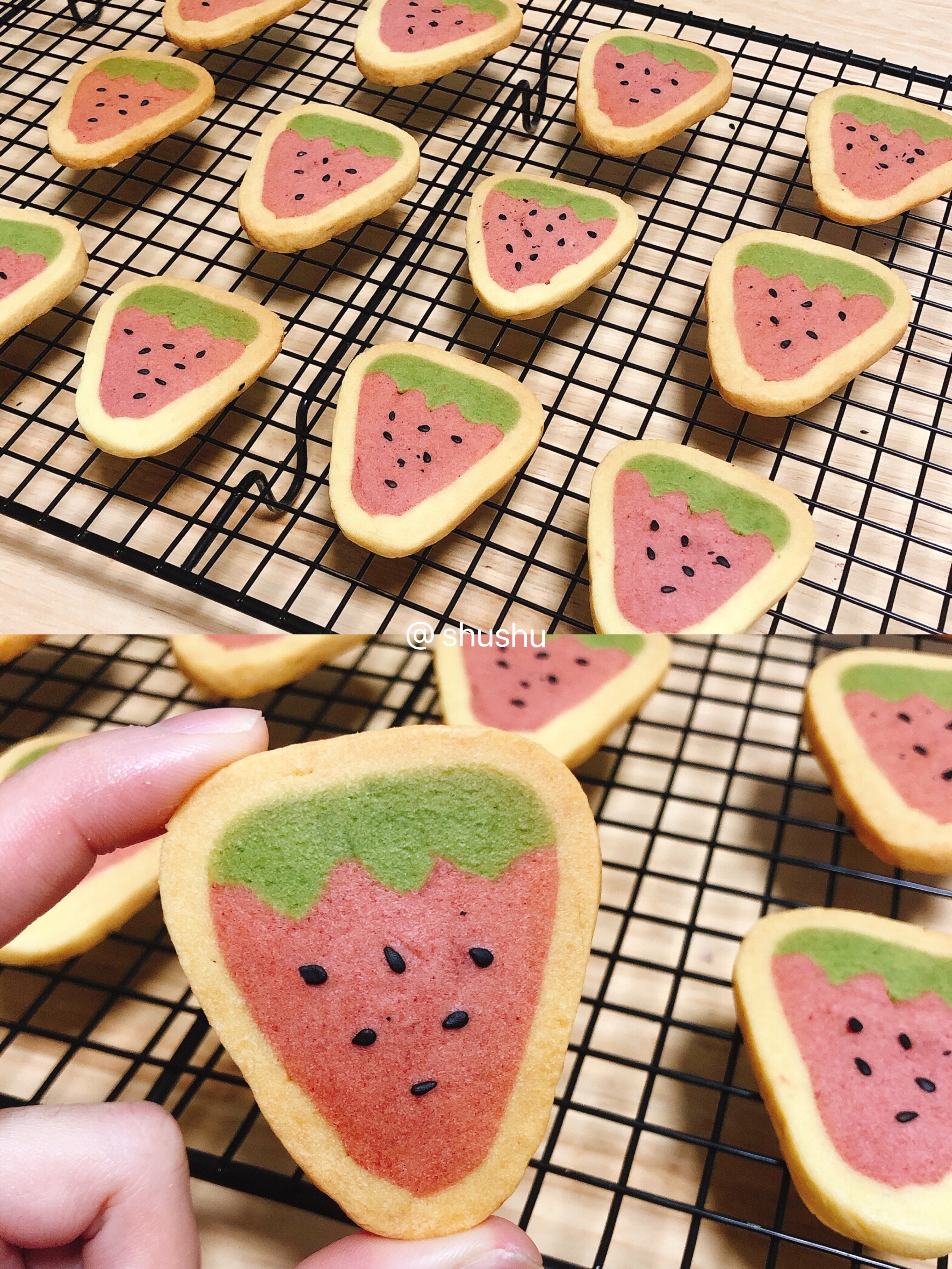 免打发！免模具可爱草莓🍓曲奇饼干的做法