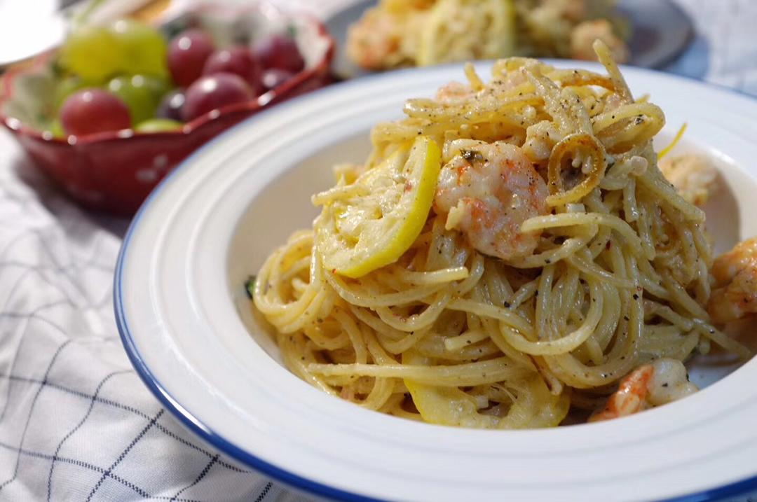 鲜虾奶油天使意面