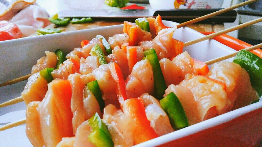 烤彩椒鸡肉串