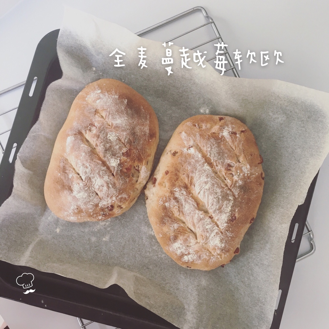 全麦蔓越莓乳酪软欧（附法国老面配方）