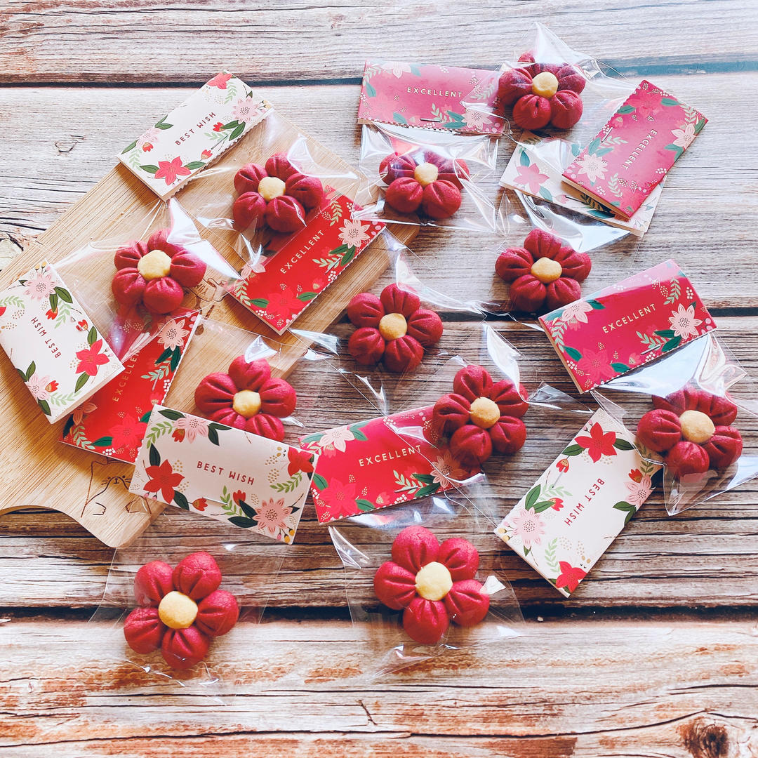送你一朵小红花 🌺免模具｜零难度花朵饼干