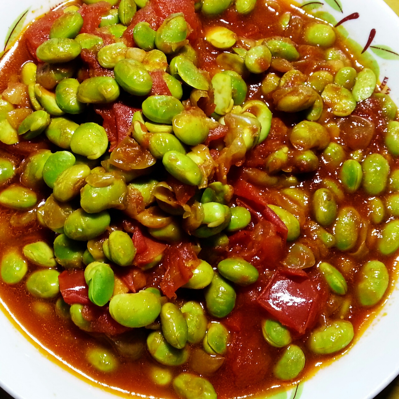 肉末番茄烧毛豆