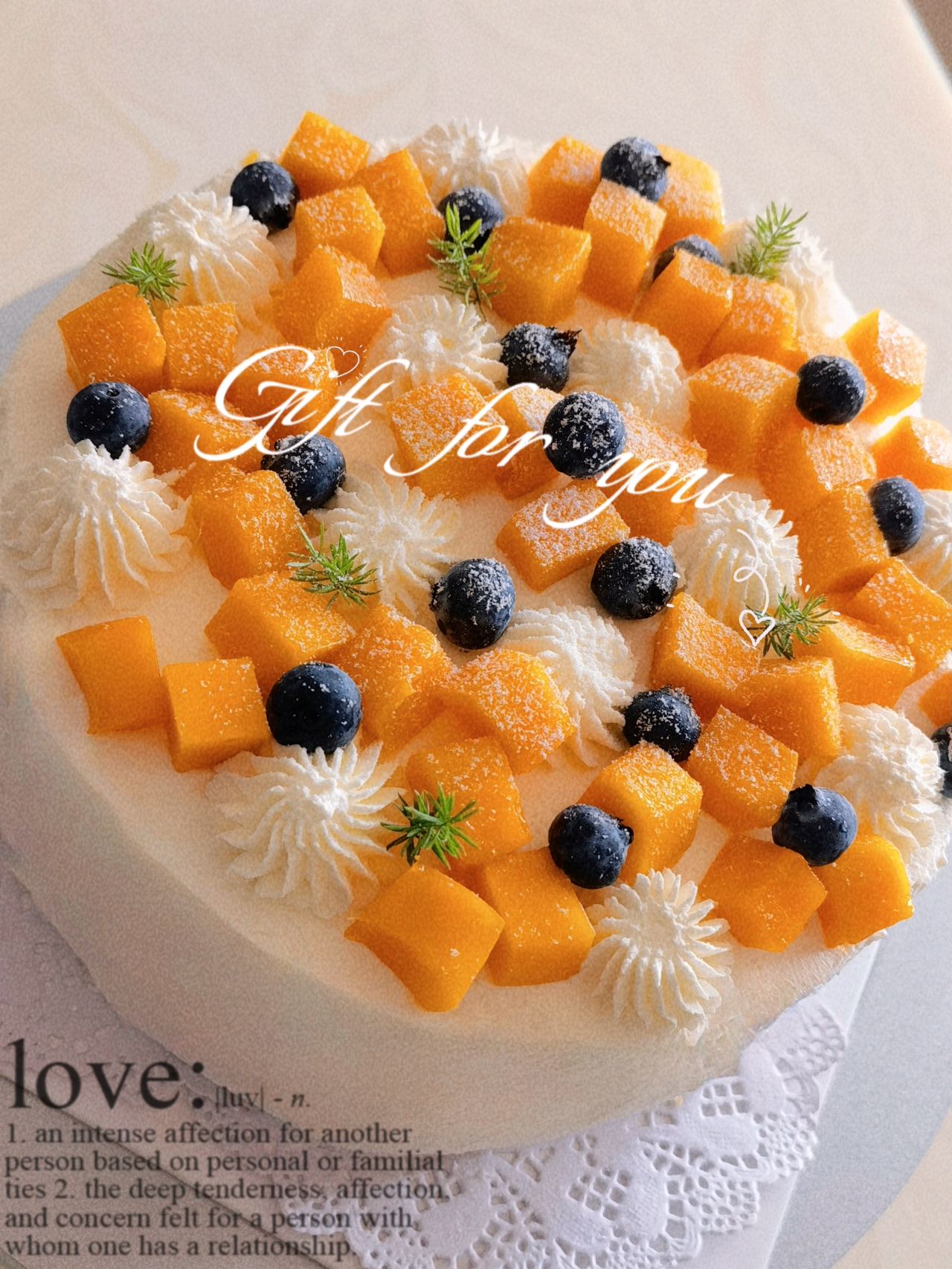 芒果奶油蛋糕装饰